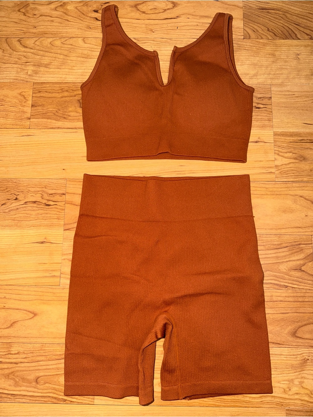 RIBBED BIKER SHORTS SET